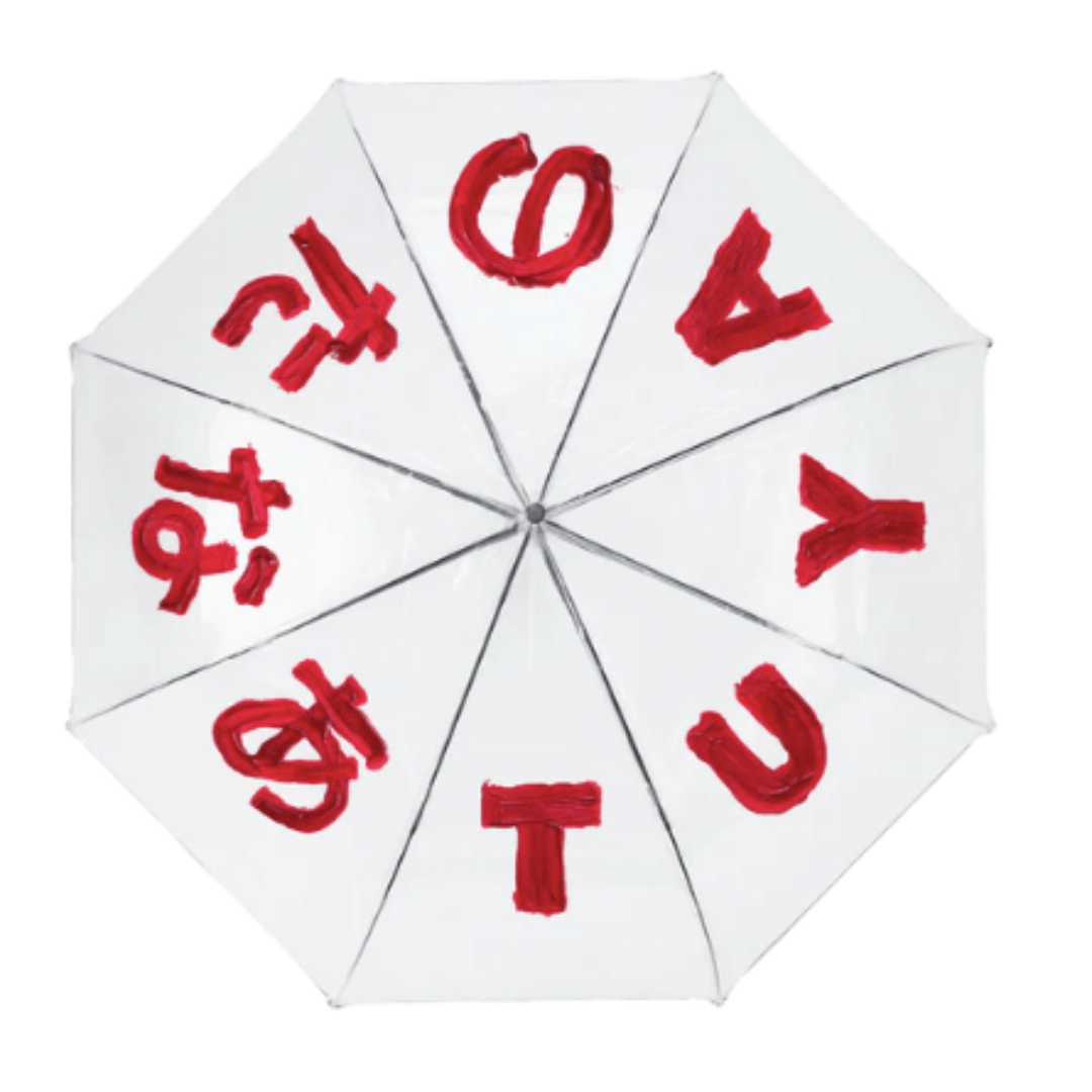 Compra el exclusivo paraguas Tuya con arte inspirado en la música de Rosalía: fabricado en un 100% de etileno vinilo acetato transparente. Merch oficial de Rosalía en SMFSTORE