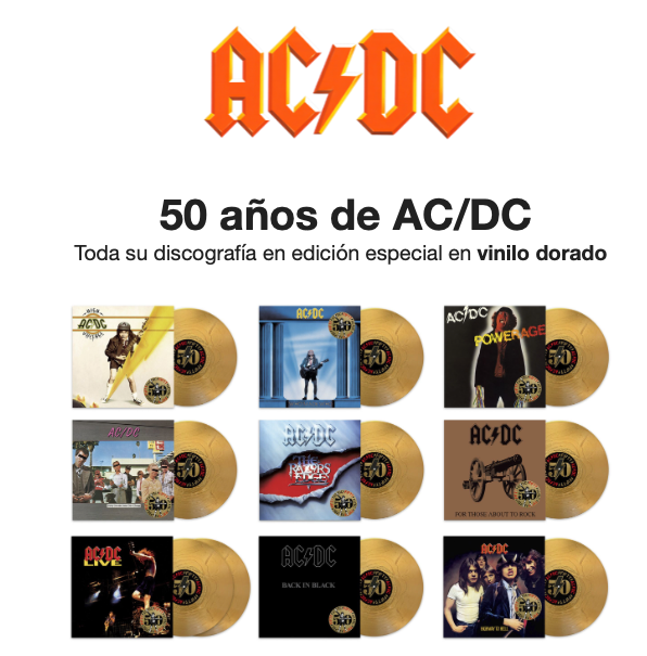 50 años de AC/DC Toda su discografía en edición especial en vinilo dorado en SMFSTORE