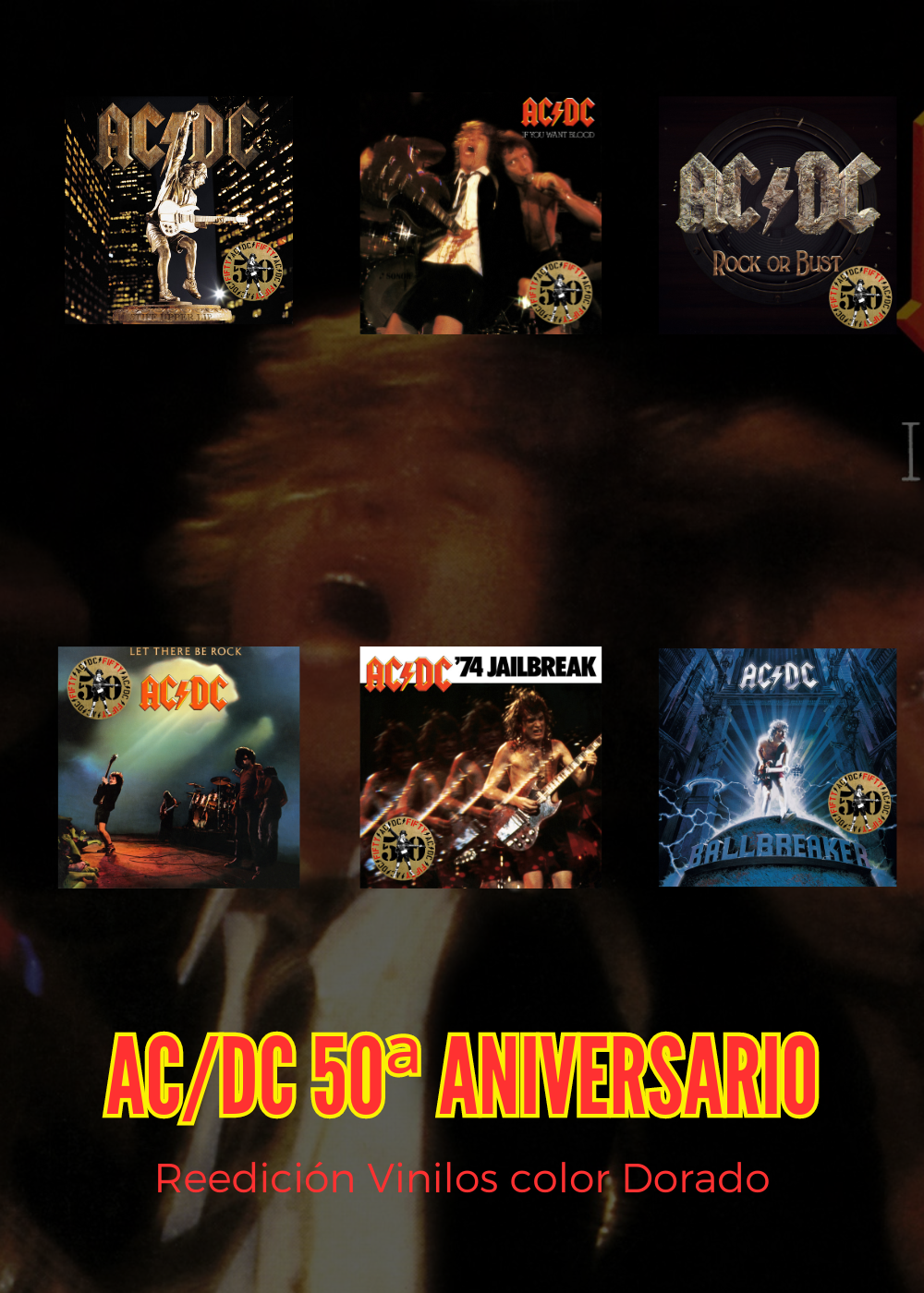50 años de AC/DC Nuevos títulos de su discografía en edición especial en vinilo dorado en SMFSTORE