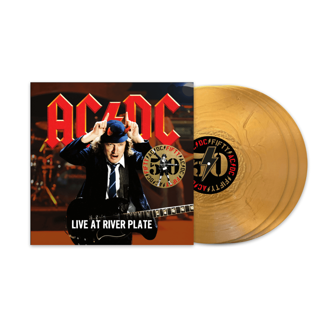 Live At River Plate triple LP Edición 50ª Aniversario Vinilo Dorado en SMFSTORE AC/DC, Live At River Plate, 3 LP, triple vinilo dorado, edición de coleccionista, 50th anniversary, 50 aniversario, rock and roll, heavy metal.